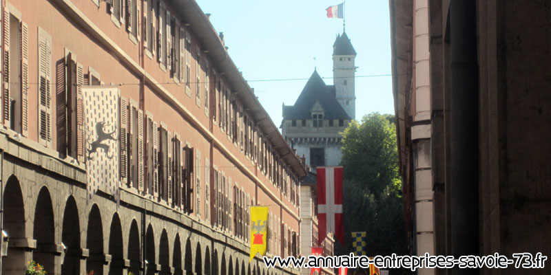 Chambéry : la rue Boigne et le château des Ducs de Savoie